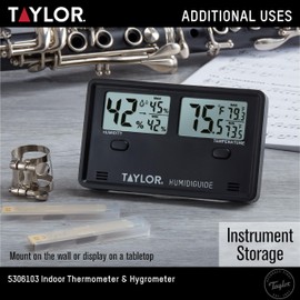 Taylor Wireless Digital Indoor Outdoor Thermometer and Hygrometer, Dual Display for Temperature and Humidity, Easy-to-Read for Home, Office, Greenhouse, Nursery, and Indoor Areas, Min/Max Black