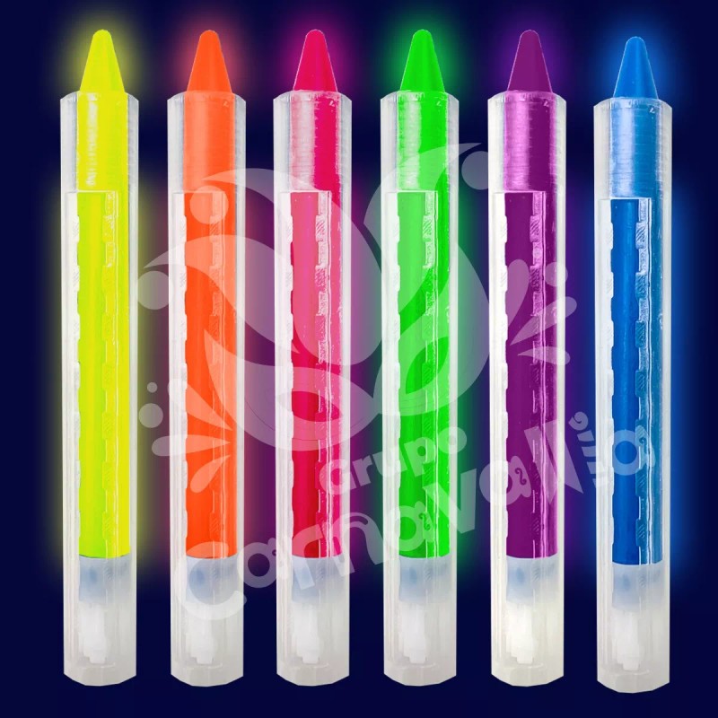 Grupo Carnavallia Kit 6 Crayones Neón Fluorescent Maquillaje Glow Luz