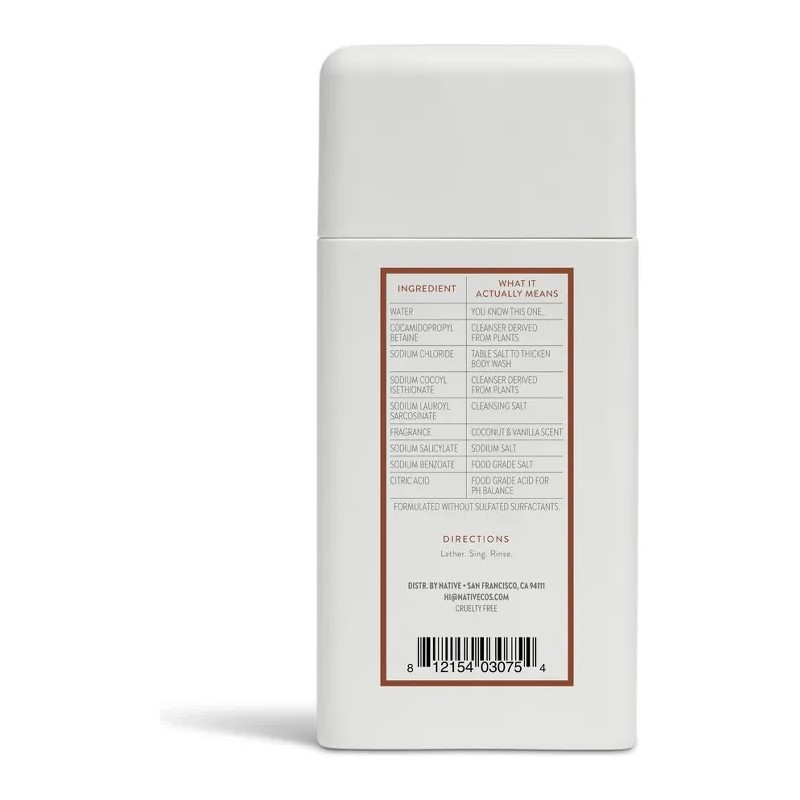 Native Body Wash Tamano Viaje Jabon Corporal Coco Vainilla