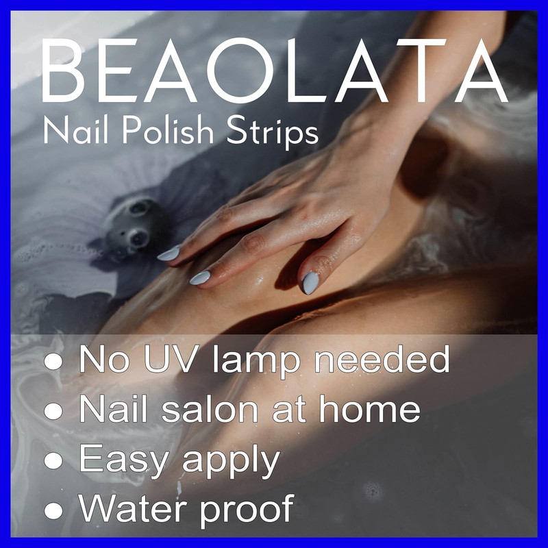 Beaolata Nail Polish Strips, 32PCS Salon Quality Wraps, Long Lasting