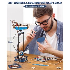 ROKR 3D Puzzle Holz, Holzmodellbausatz, Gravity Swing dynamisches Gleichgewichts Ornament, Ozeanfischer Modellbausätze für Erwachsene, Weihnachtsgeburtstagsge, Ocean Fisher MCD02