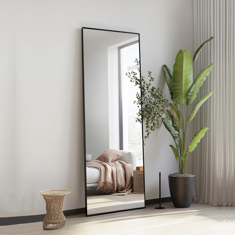 Sunniry Full Length Mirror 56x16 inch, Black Full Body Mirror,
