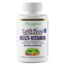 Paradise Herbs Earth's Blend Women's Once Daily Multivitamin with Iron, 48 Organic Superfoods, Probiotics, Antioxidants, Vitamins A, B12, C, D, K2, 120 Capsules