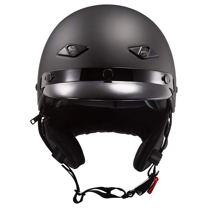 LS2 Helmets Bagger Motorcycle Half Helmet (Matte Black - Medium)