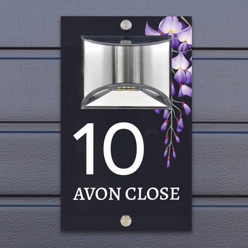 Custom Signs Solar Illuminated Modern Anthracite House Number Sign 24cm