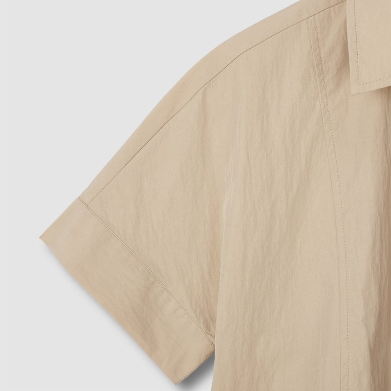 JAJU [JAJU] Women's Cotton Collar Short-Sleeve Shirt_Beige