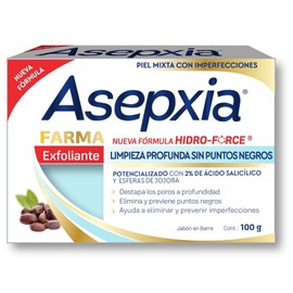 ASEPXIA Farma Exfoliante Jabón en Barra, Limpieza profunda sin puntos negros, destapa poros y elimina puntos negros, Para piel mixta con imperfecciones, Barra de 100g