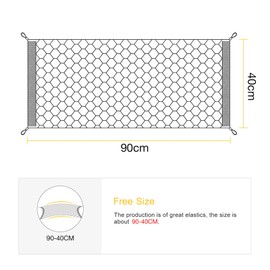 Car Storage Door Net Velcro Luggage Net Elastic 90 x 40 cm Nylon Plastic Tension Net Car Luggage Net Boot Net Storage Bag Truck Rear Cargo Net Luggage Organiser Hook Bag Black