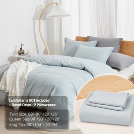 Dreaming Wapiti Duvet Cover Queen,Washed Microfiber Cornflower Blue Queen Size Duvet Cover Set,Solid Color - Soft and Breathable with Zipper Closure & Corner Ties (Cornflower Blue,Queen)