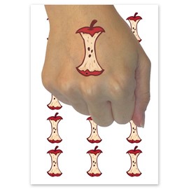 Eaten Apple Core Food Waste Seeds Temporary Tattoo Water Resistant Fake Body Art Set Collection - 15 2" Tattoos (1 Sheet)