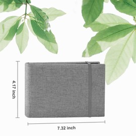 Small Photo Album with Black Pages and Linen Cover,Photo Album 4x6 with 100 Pockets,Holds 100 Photos or Postcards,Journal for Recording Memories,Art and Postcard Display(Grey)