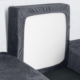 Yeahmart Sofa Seat Cushion Cover, Sofa Cushion Slipcovers Stretch Velvet, Couch Cushion Covers Replacement for Individual Cushions with Elastic Bottom (Grey, 3 Seater)