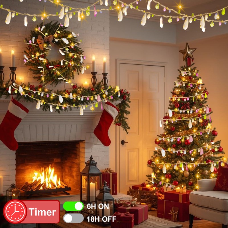 DealBeta Battery Operated Fairy String Lights, Acrylic Gems Jewels String