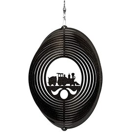 SWEN Products Train Circle Swirly Metal Wind Spinner