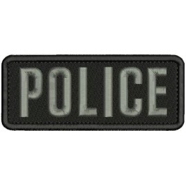 POLICE EMB PATCH 5X2 HOOK ON BACK BLACK/GRAY