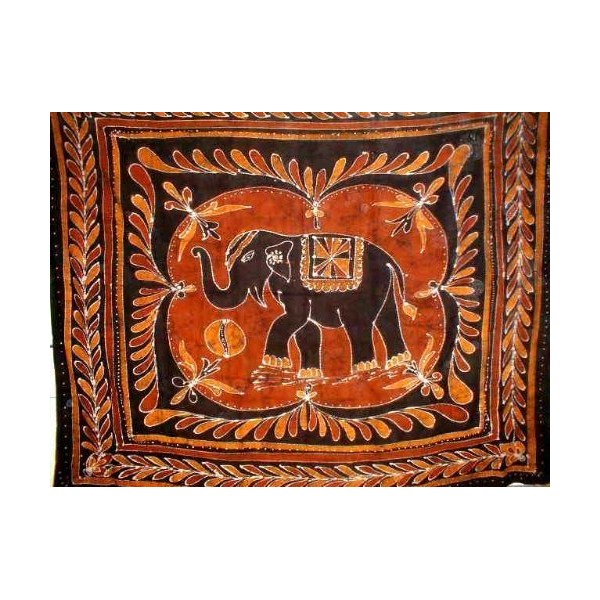 Lucky Batik Elephant Tapestry-Wall Hang-Spread-Twin