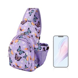 Choco Mocha Kids Sling Bags for Girls Crossbody Bag Girls Purses for Kids 8-10 10-12, Butterfly-Purple