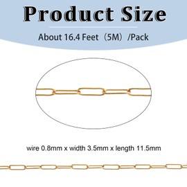 16.4 Feet Necklace Chains for Jewelry Making, Gold Plated Stainless Steel Chains Bulk for DIY Necklace Bracelet Pendant Supplies