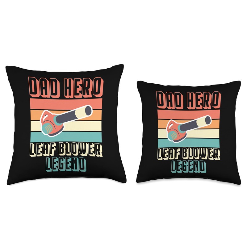 Dad Hero Leaf Blower Legend Fathers Day Throw Pillow