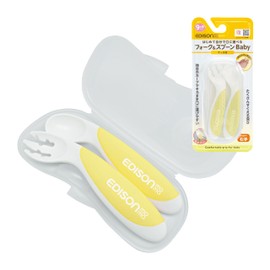 Edison Mama Fork & Spoon Baby 9 Months ~ Right Hand, Lemon Sherbet