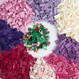 1800Pcs Building Bricks, Classic Bulk Small Blocks, Classic Building Bricks Set Basic Building Blocks(Pink Purple White)