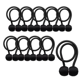YERGOFE Magnetic Curtain Tiebacks 10 Pack, Strong Magnet Curtain Tie Backs No Drilling, Decorative Drapery Holdbacks for Window Curtains, Black Curtain Ties for Bedroom Living Room Office (Black)
