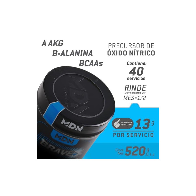 Mdn Sports, Oxido Nitrico, Pre entreno, Brave, Sabor Uva, 40