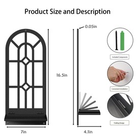 Black Metal Wall Art Holder Set of 2,Rustic Farmhouse Home Wall Decor,Bohemian Line Wall Candle Holder for Living Room Bathroom Fireplace Housewarming Gift (16.5 x 7inches)