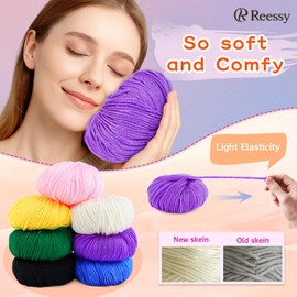 Reessy Acrylic Yarn for Crocheting - 6 Pack of 50g/1.76oz - Soft DK Weight Yarn (CYC #3), No-Splitting, Tightly Spun Acrylic for Smooth & Durable Crocheting – Toys, Scarves & Crafts（White）