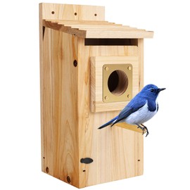 Bird Houses for Outside with Copper Guard,Thicken Wooden Bluebird House Clearance Garden Country Cottages, Nesting Box for Finch Swallow Wren Chickadee Wild Bird Supplies