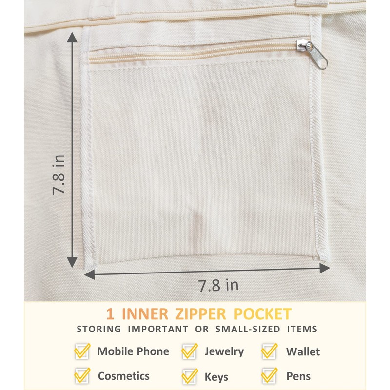 PN.HCNMTFB - Bolsa de lona con 1 bolsillo interior, cierre,