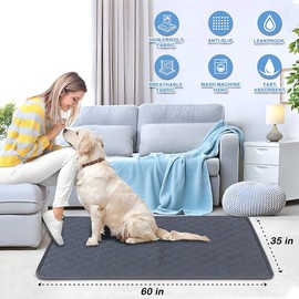 iDopick Washable Dogs Pee Pads Extra Large, Waterproof Reusable Pet Training Pads, Non Slip Dog Bowl Mats with Great Absorption, Reusable Puppy Pee Pads for Floor, Sofa, Potty, Cage, Car(70 X 50CM)