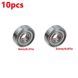 Antrader 608 ZZ Ball Bearings,8mm x 22mm x 7mm High Carbon Steel Shielded Sealed Miniature Skateboard-Bearings,10Pcs
