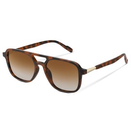 wearPro Sunglasses, Women's Polarised, Men's UV400 Unisex Sunglasses, Trendy, Rectangular, Retro, Classic, Large, Ultralight, Vintage for Women, Driving and Camping, 1-Matte Leopard Print / Gradient