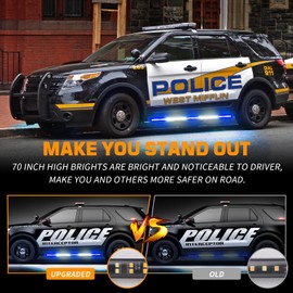 XRIDONSEN 2PCS 60 inch Blue White Emergency Lights Strip 720 LED Running Board Police Strobe Lights Firefighter POV Lights Flashing Warning Safety First Responder Lights for Vehicles Trucks Pickup