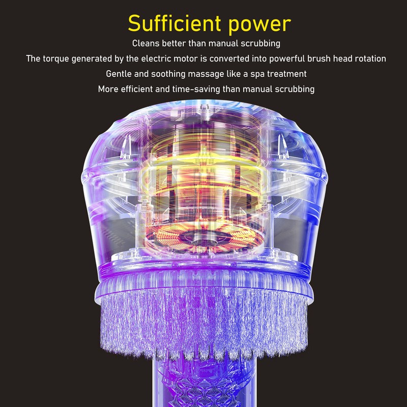 Electric Bath Brush Exfoliating Multifunctional with 6 Attachments Auto Rotation