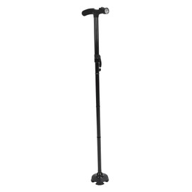 Folding Walking Cane 4 Pronged Base T Type Handle Aluminum Alloy Walking Stick with Lighting for Elderly