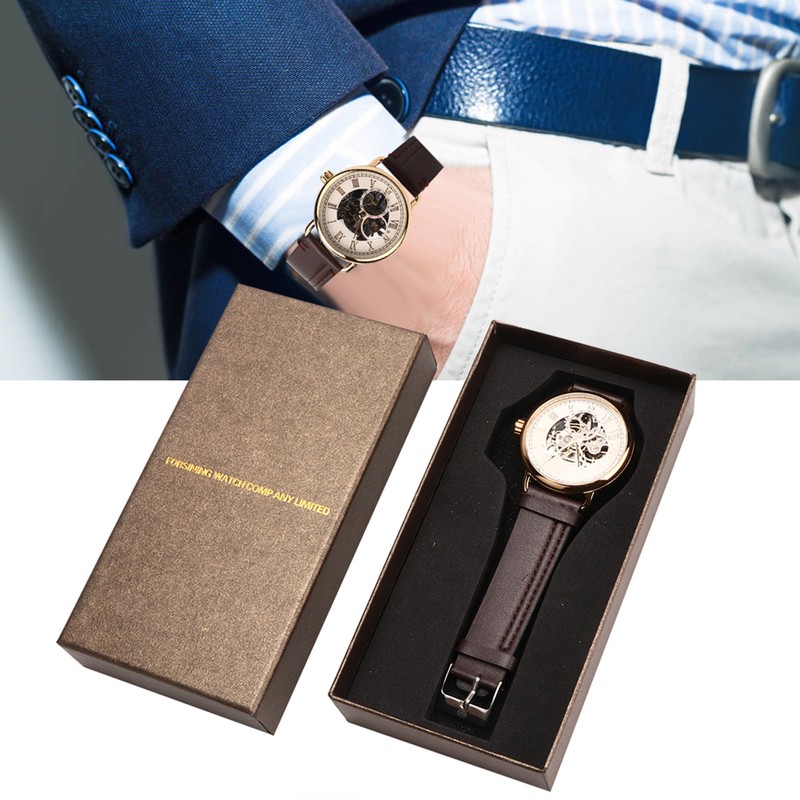 FORSINING Fashionable Wrist Watch Mechanical Semi Automatic Hollow Pattern Men's