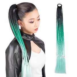 Classe Wig Specialty Shop Production, Elastic Included, Easy Braided Extension, For Kids, For Adults With Videos, Gradation, Braid, Adjustable Length, For Dances, Festivals, Events, Black x Green x
