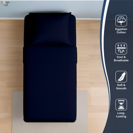 Cottington Lane 4 Piece Cot Sheets 30x75 Set, Premium Egyptian Cotton Sheets, Perfect for Narrow Twin, Camp Bunk, Army Cots, Trifold Mattress, Camping Cot, Guest Bed Replacement, Navy Blue