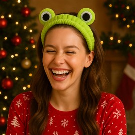 Shimmer Anna Shine “Frog Eye” Washable & Reusable Spa Headband – 100% Microfiber Fleece Soft & Stretchy Green Elastic Hair Wrap for Skincare, Makeup Routines and Face Washing (Stocking Stuffers)