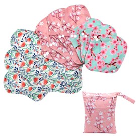 Almohadilla sanitaria Asenappy 10 unidades de tela reutilizable lavable almohadillas menstruales de tela (Multicolor A)