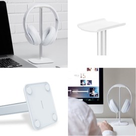 Eabdice Headset Holder, Gaming Headset Holder, Headphone Holder with Solid Base, Suitable for Headphones, Computer Headsets (Silver White)
