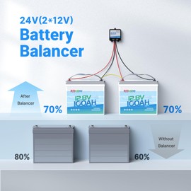 Redodo Battery Balancer 24V(2 * 12V) Battery Equalizer with LED Display, Supports for LiFePO4/Lead Acid/Gel Battery,Perfect for Home, RV, Solar, Trolling Motor、Off-Grid