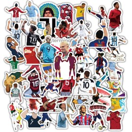 60 PCS Football Star Stickers, Soccer Player Stickers Vinyl Sticker Pack, Waterproof PVC Decals for Water Bottle Laptop Helmet