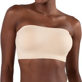 Truekind Wireless Strapless Bra, Bandeau Bra, Small to Plus Size Strapless Bras for Women, Tube Top Beige