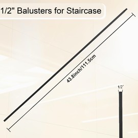 Wemily 15 Pack Iron Balusters for Staircase,Hollow Square Stair Balusters,Satin Black Balusters for Staircase Interior,1/2" x 44" (Satin Black)