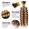 4/27 Honey Blonde Human Braiding Hair Deep Wave Bulk，Highlight No