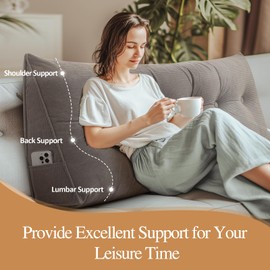 Lucky Monet Large Bolster Wedge Pillow Triangular Headboard Pillow, Corduroy Backrest Positioning Support Bed Rest Reading Pillows with Removable Cover and Side Pockets for Day Bed Bunk Bed (Twin)