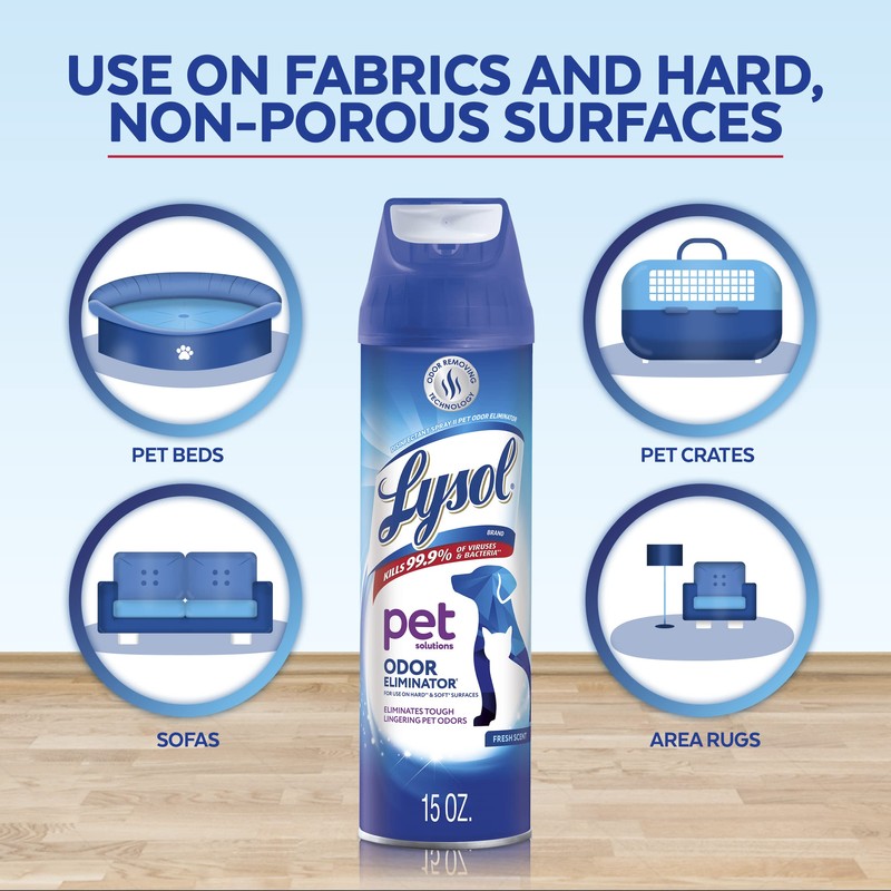 Lysol Pet Odor Eliminator Spray, Sanitizing and Disinfecting Spray for